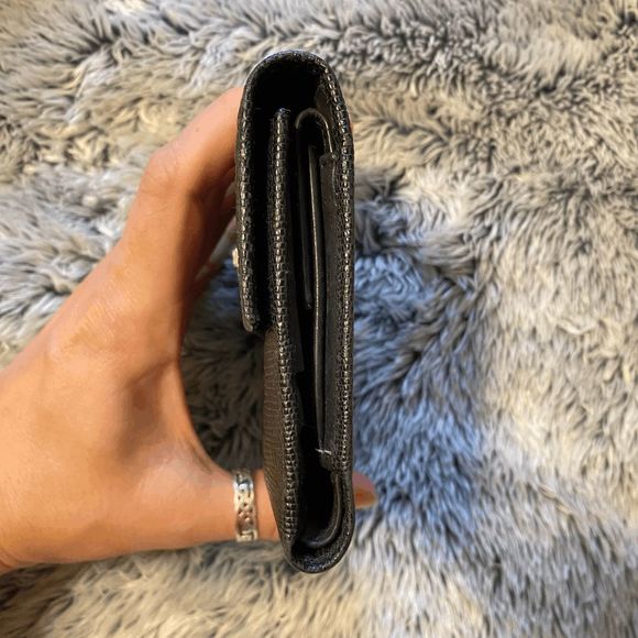 Salvatore Ferragamo Snakeskin Black Silver-Tone Hardware Tri-Fold Wallet MP $398 - Picture 7 of 15